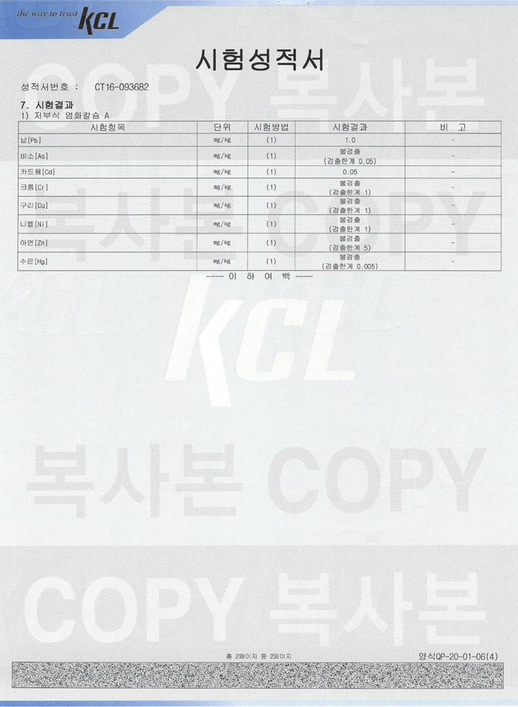 시험성적서 2page